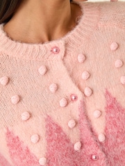 Roman Pink Petite Bobble Buttoned Knit Cardigan - Image 5 of 5