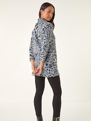Roman Grey Petite Brushed Animal Print Wrap Blouse - Image 3 of 5