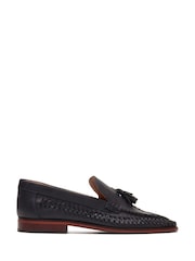 Base London Blue Bracken Leather Weave Loafer - Image 1 of 4