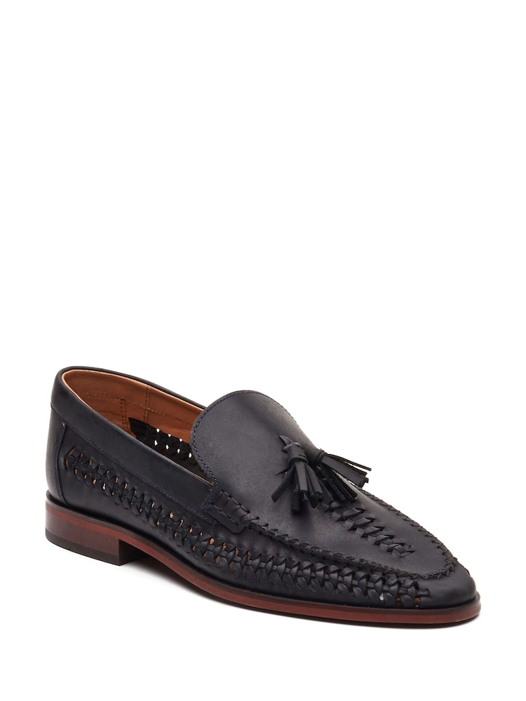 Base London Blue Bracken Leather Weave Loafer - Image 2 of 4 Base London Blue Bracken Leather Weave Loafer - Image 2 of 4