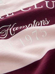 Pink/Burgundy Striped Leisure Club Graphic Rugby Sweat Top - Image 8 of 8