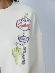 Ecru Beaded Graphic Summer Motel Sweatshirt - Image 5 of 8