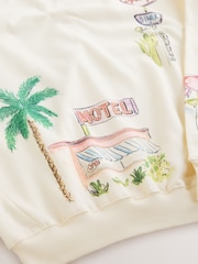 Ecru Beaded Graphic Summer Motel Sweatshirt - Image 8 of 8