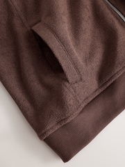 Chocolate Brown Towelling Zip Through Hoodie - Image 7 of 8