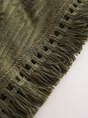 Olive Green Jacquard Towelling Fringe Summer Shorts - Image 7 of 8