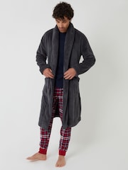 Threadbare Grey Borg Dressing Gown - Image 1 of 4