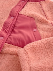 Coral/Orange Summer Graphic Embroidered  Borg Jacket - Image 8 of 9