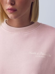 Розовый - Washed Look Short Sleeve Graphic Sweatshirt - Изображение 5 5