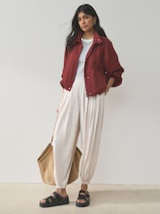 Neutral Slinky Pleated Balloon Trousers - Image 1 of 7