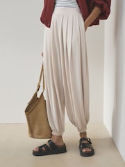 Neutral Slinky Pleated Balloon Trousers - Image 2 of 7