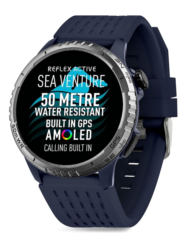 Reflex Active Blue Sea Venture 50m Swim-Safe AMOLED GPS Strap Smart Watch - Image 1 of 5