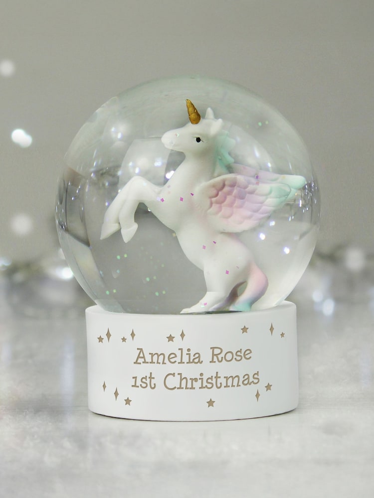 Personalised Message Unicorn Snow Globe by PMC - Image 2 of 3 Personalised Message Unicorn Snow Globe by PMC - Image 2 of 3