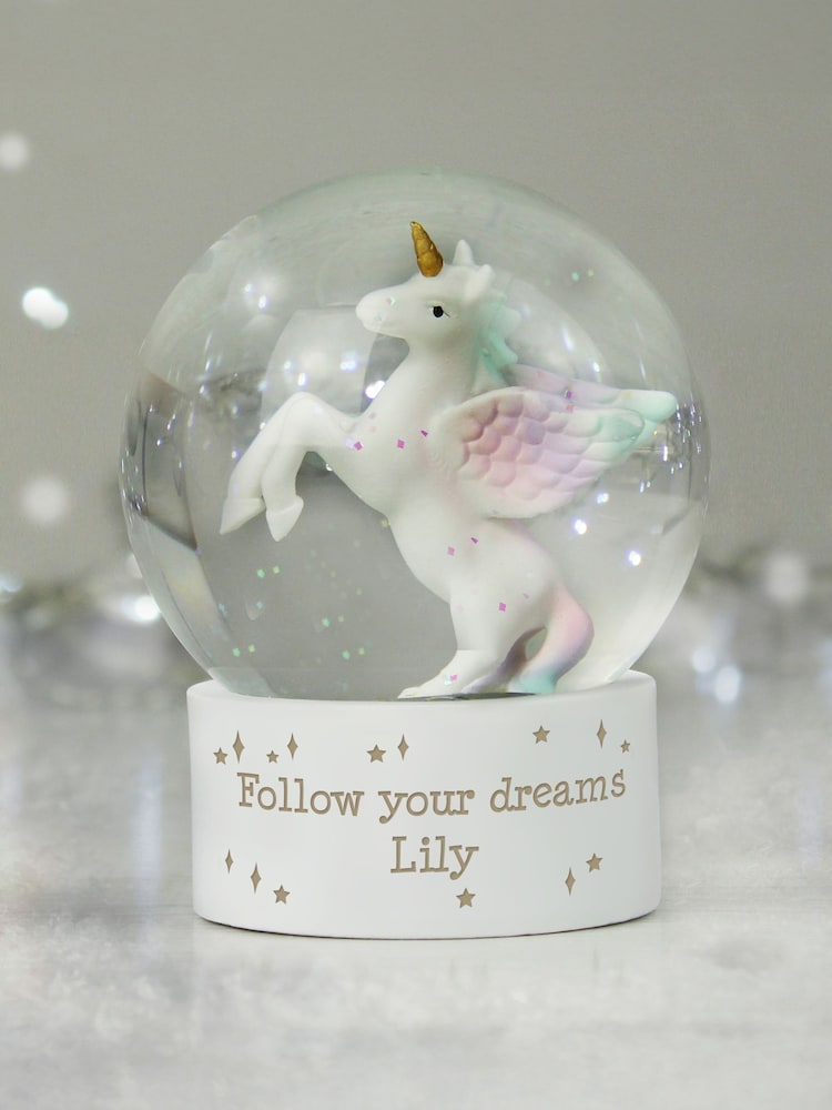 Personalised Message Unicorn Snow Globe by PMC - Image 3 of 3 Personalised Message Unicorn Snow Globe by PMC - Image 3 of 3