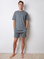 Threadbare Grey Relaxed Fit Peached Cotton Shortie Lounge Set - Image 3 of 4