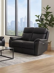 Aspire Furniture Black Kingsmere 2 Seater Power Recliner Sofa - Image 1 of 5
