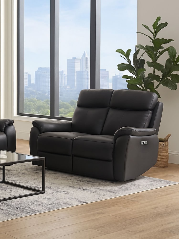 Aspire Furniture Black Kingsmere 2 Seater Power Recliner Sofa - Image 1 of 5