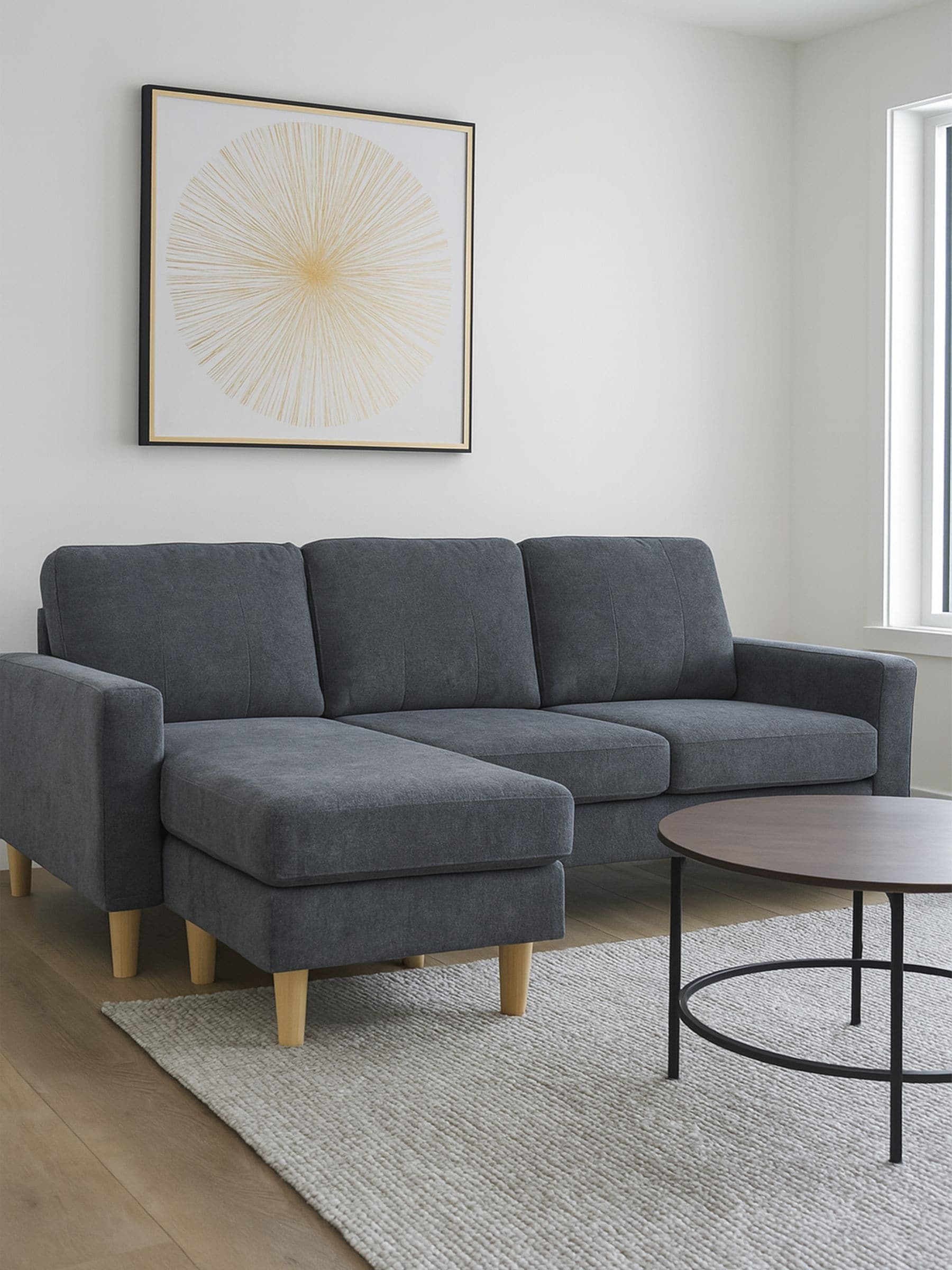 Aspire Pad Compact 3 Seater Soft Wool Reversible Corner Sofa Charcoal Left Hand Facing - La Redoute - Image 4