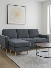 Aspire Furniture Charcoal Pad Compact Sofa with Reversible Chaise - Image 1 of 5