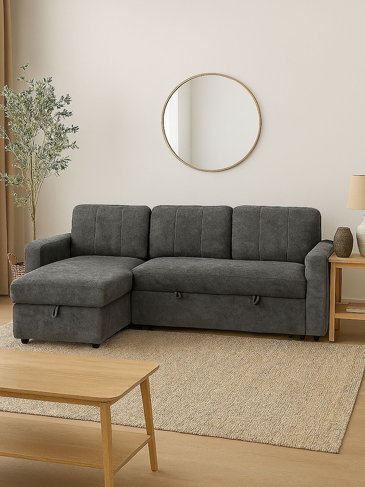 Aspire Furniture Charcoal Nexis Corner Storage Sofa Bed with Left Hand Chais Left - Image 1 of 5
