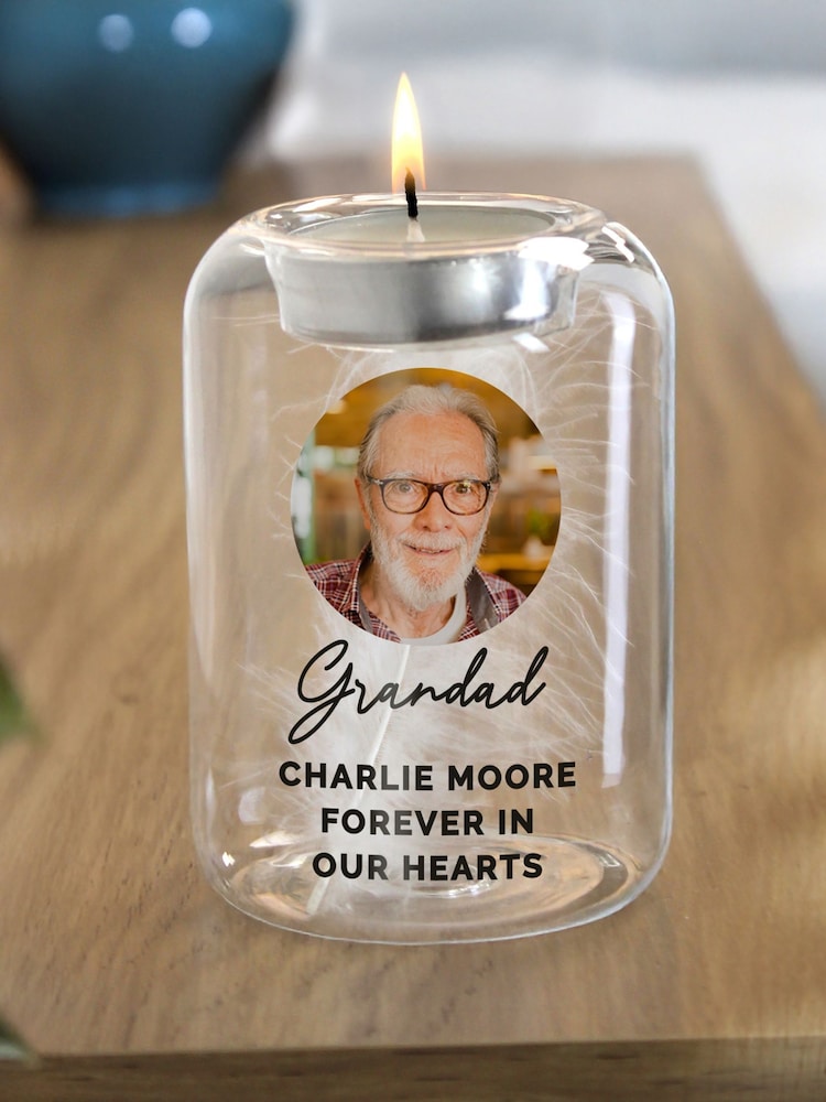 Personalised Photo Memorial Feather Tealight Holder by PMC - Image 3 of 3