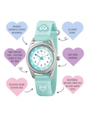 Tikkers Blue Aqua Heart Strap Time Teacher Watch & Hairclip Set - Image 2 of 5
