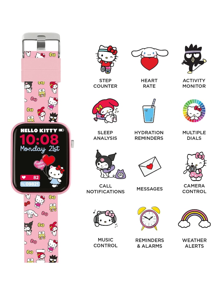 Peers Hardy Pink Hello Kitty and Friends Printed Strap Smart Watch - Image 6 of 6