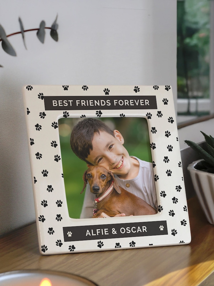 Personalised Pet Paw Print Ceramic 4x4 Frame by PMC - Image 1 of 3