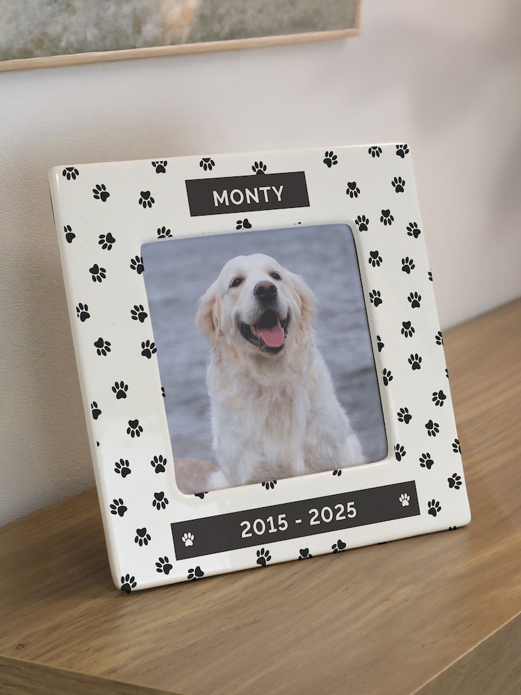 Personalised Pet Paw Print Ceramic 4x4 Frame by PMC - Image 2 of 3