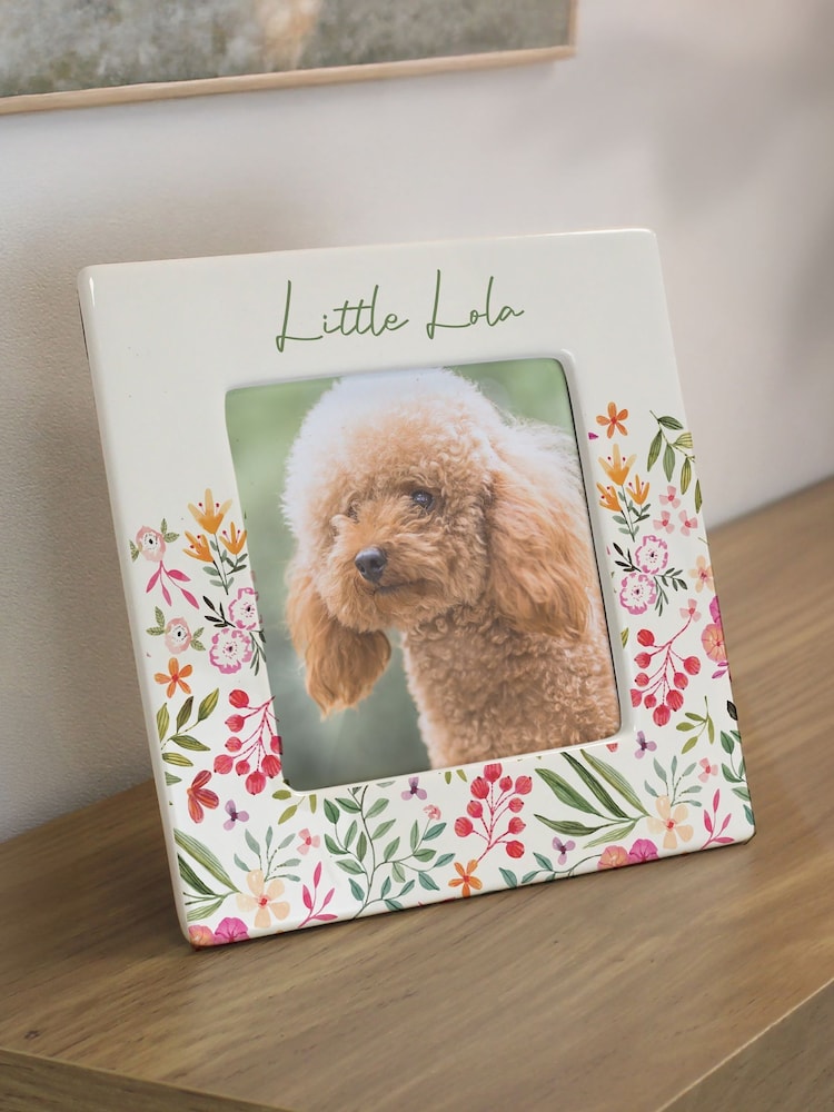 Personalised Floral Ceramic 4x4 Frame by PMC - Image 1 of 3