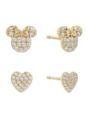 Peers Hardy Gold Plated 925 Heart And Minnie Mouse Stone Set Gold Plated Earring Set - Image 1 of 4