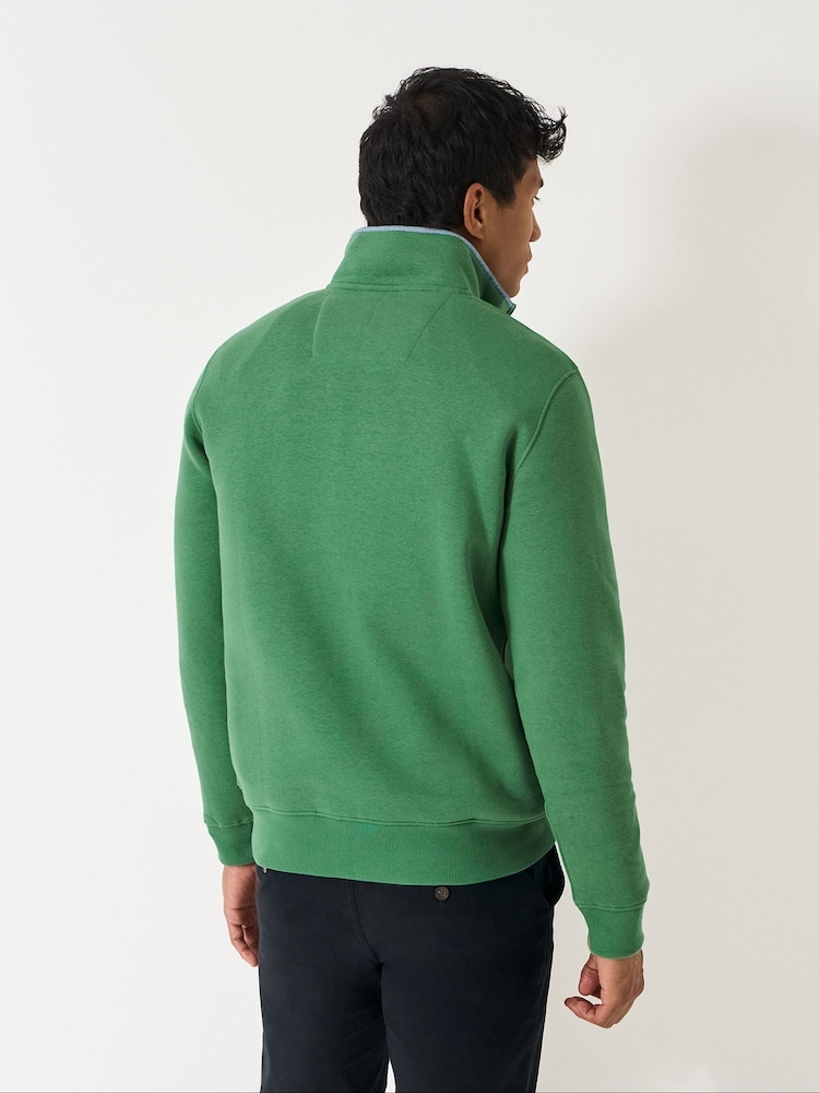 Crew Clothing Green Classic Half Zip Sweatshirt - Image 2 of 5