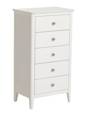 Barker and Stonehouse White Springwell Wooden 5 Drawer Tall Chest of Drawers - Image 2 of 6