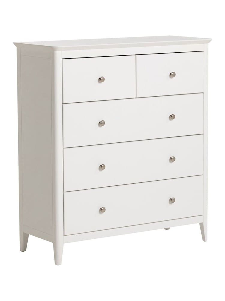 Barker and Stonehouse White Springwell Wooden 5 Drawer Chest of Drawers - Image 1 of 6 Barker and Stonehouse White Springwell Wooden 5 Drawer Chest of Drawers - Image 1 of 6