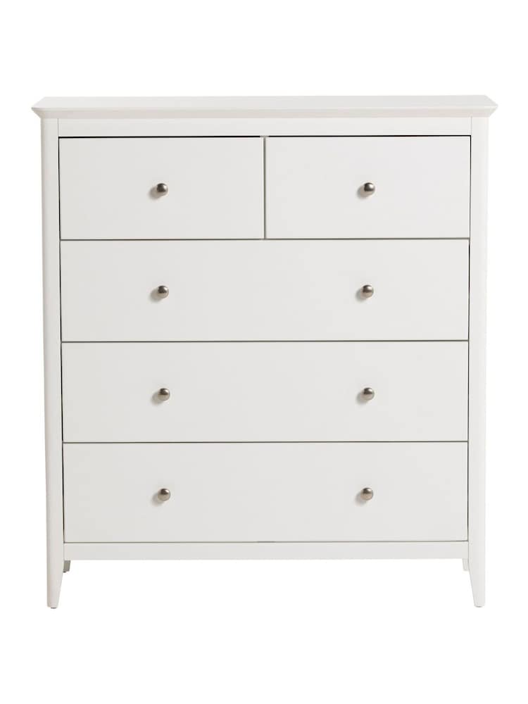 Barker and Stonehouse White Springwell Wooden 5 Drawer Chest of Drawers - Image 2 of 6 Barker and Stonehouse White Springwell Wooden 5 Drawer Chest of Drawers - Image 2 of 6