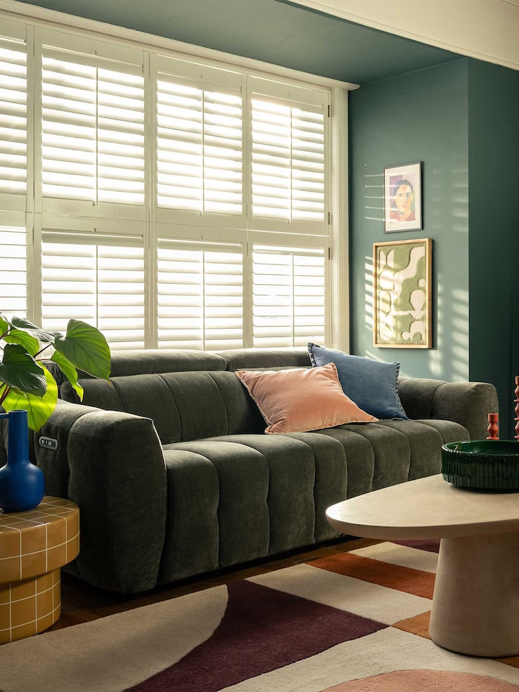 Barker and Stonehouse Green Montgomery Fabric 2.5 Power Seater and Headrest - Image 1 of 7 Barker and Stonehouse Green Montgomery Fabric 2.5 Power Seater and Headrest - Image 1 of 7