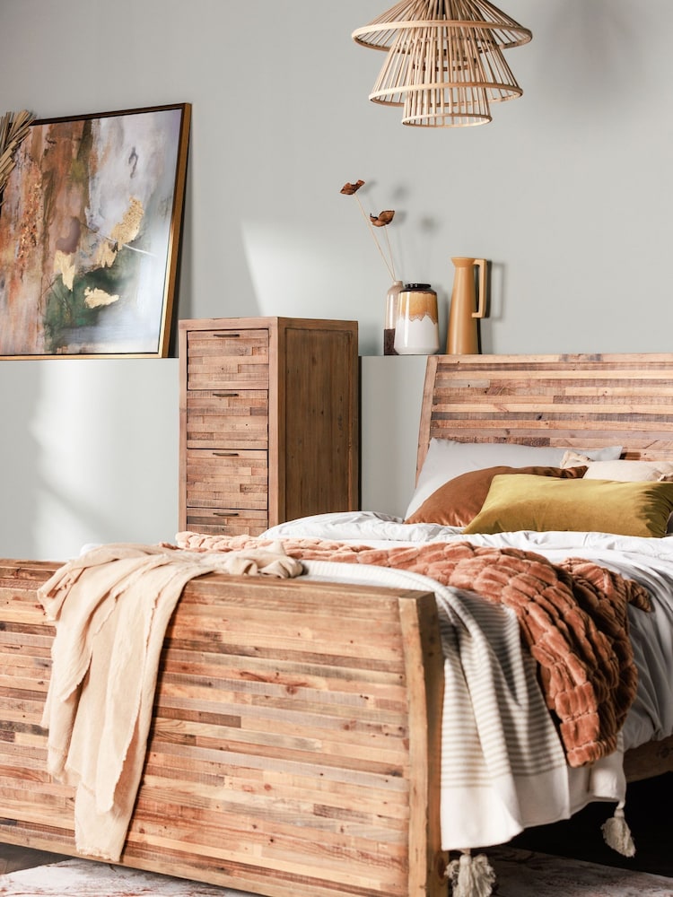 Barker and Stonehouse Brown Charlie Reclaimed Wood Low End Bed Frame - Image 1 of 6