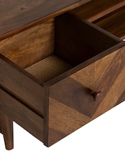 Barker and Stonehouse Brown Lockley Chevron Wood 2 Drawer TV Cabinet - Image 6 of 6