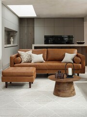 Barker and Stonehouse Tan Brown Hemingway Leather 3 Seater Sofa - Image 1 of 5