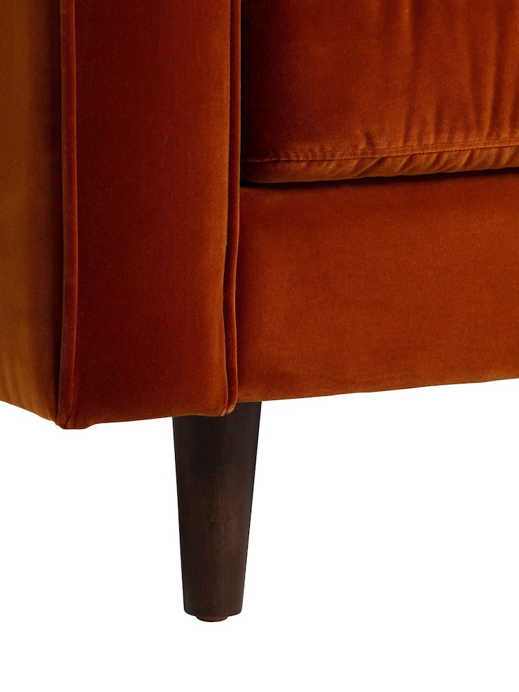 Barker and Stonehouse Orange Large Hemingway Velvet 2 Seater Sofa - Image 6 of 6