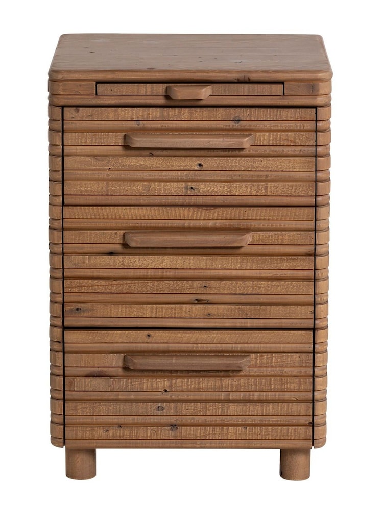 Barker and Stonehouse Brown Tamia Rustic Oak Reclaimed Wood 3 Drawer Slim Bedside Table - Image 2 of 6