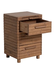 Barker and Stonehouse Brown Tamia Rustic Oak Reclaimed Wood 3 Drawer Slim Bedside Table - Image 3 of 6