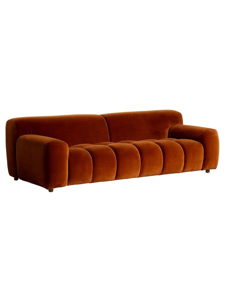 Barker and Stonehouse Orange Lavinia Large Tufted Velvet Sofa - Image 2 of 6