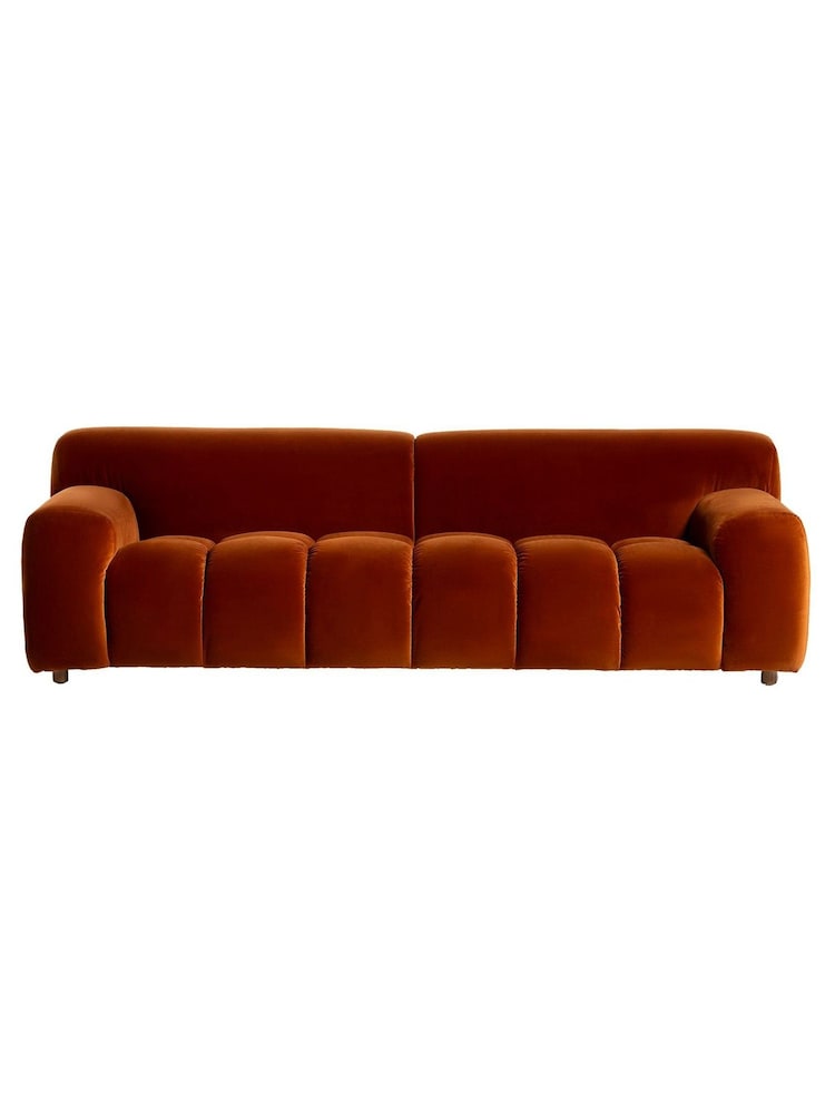 Barker and Stonehouse Orange Lavinia Large Tufted Velvet Sofa - Image 6 of 6