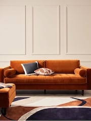 Barker and Stonehouse Orange Hemingway Velvet 3 Seater Sofa - Image 1 of 6