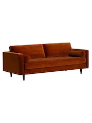 Barker and Stonehouse Orange Hemingway Velvet 3 Seater Sofa - Image 2 of 6