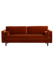 Barker and Stonehouse Orange Hemingway Velvet 3 Seater Sofa - Image 3 of 6