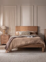 Barker and Stonehouse Brown Tamia Rustic Oak Reclaimed Wood Bed Frame - Image 1 of 6