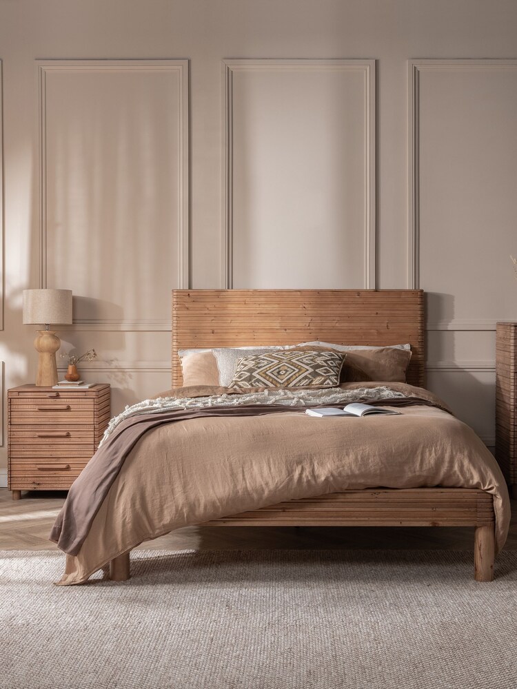Barker and Stonehouse Brown Tamia Rustic Oak Reclaimed Wood Bed Frame - Image 1 of 6