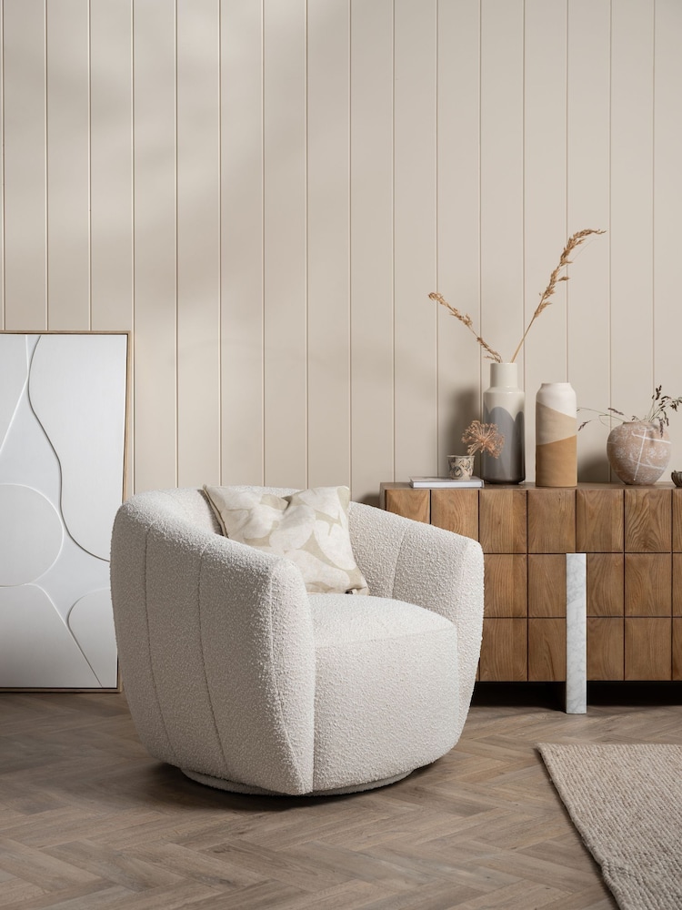 Barker and Stonehouse White Fontana Fabric Swivel Armchair - Image 1 of 6