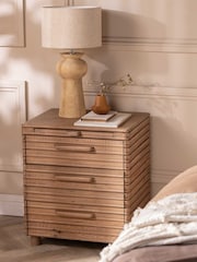 Barker and Stonehouse Brown Tamia Rustic Oak Reclaimed Wood 3 Drawer Wide Bedside Table - Image 1 of 7